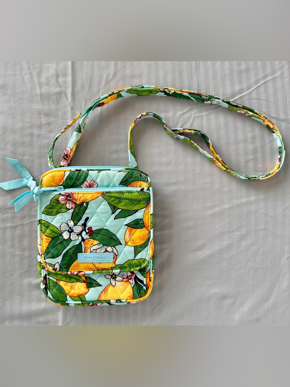 Vera Bradley Mini Hipster Crossbody Purse (Retired Lemon Pattern: Light Blue, Ye